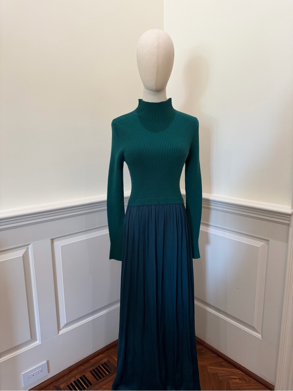 Anthropologie Teal & Deep Teal Ribbed Knit Dress
